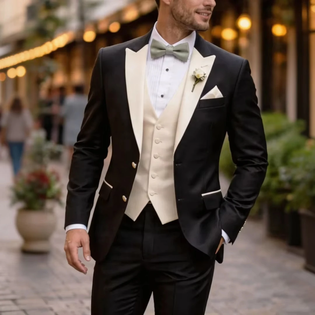 Men Suit Black Ivory 3 Pieces Single Button With Lapel For Wedding Birthday Banquet Party Business Work Office Jacket Vest Pant
Men Suit Black Ivory 3 Pieces Single Button With Lapel For Wedding Birthday Banquet Party Business Work Office Jacket Vest Pant