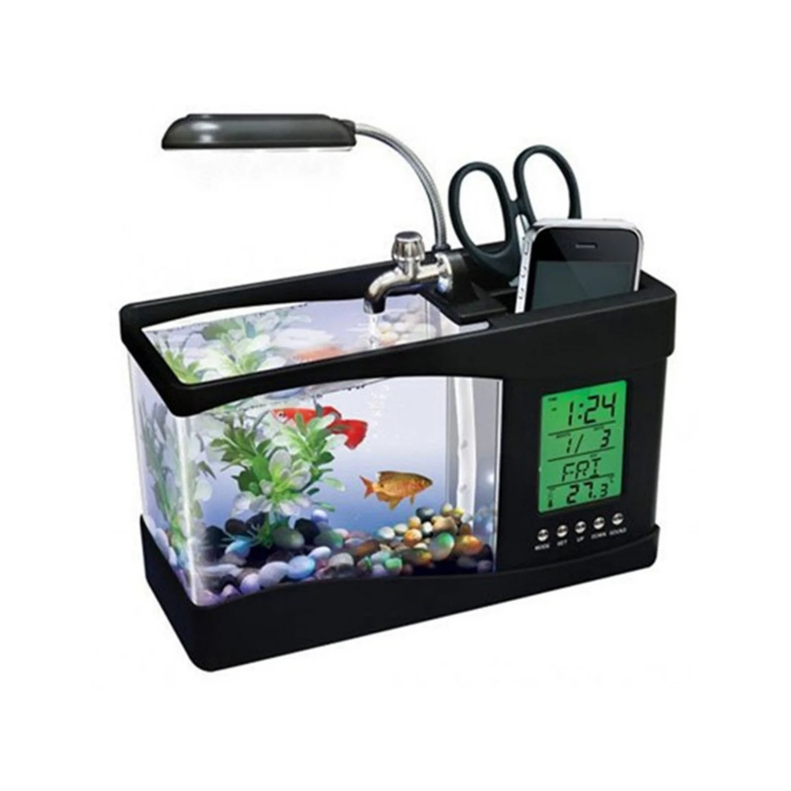 Mini Fish Tank LCD Desktop Aquarium, with Colorful LED Lights, 1400ML Aquarium Turtle Tank USB Fish Tank Plastic Goldfish Tank
Mini Fish Tank LCD Desktop Aquarium, with Colorful LED Lights, 1400ML Aquarium Turtle Tank USB Fish Tank Plastic Goldfish Tank