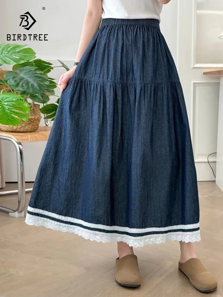 New 2025 Summer Denim Skirt, Women Elastic Waist Lace Patchwork , Mori Girl Sweet Chic Age Reduction Loose A-line Skirt B57725CC
New 2025 Summer Denim Skirt, Women Elastic Waist Lace Patchwork , Mori Girl Sweet Chic Age Reduction Loose A-line Skirt B57725CC