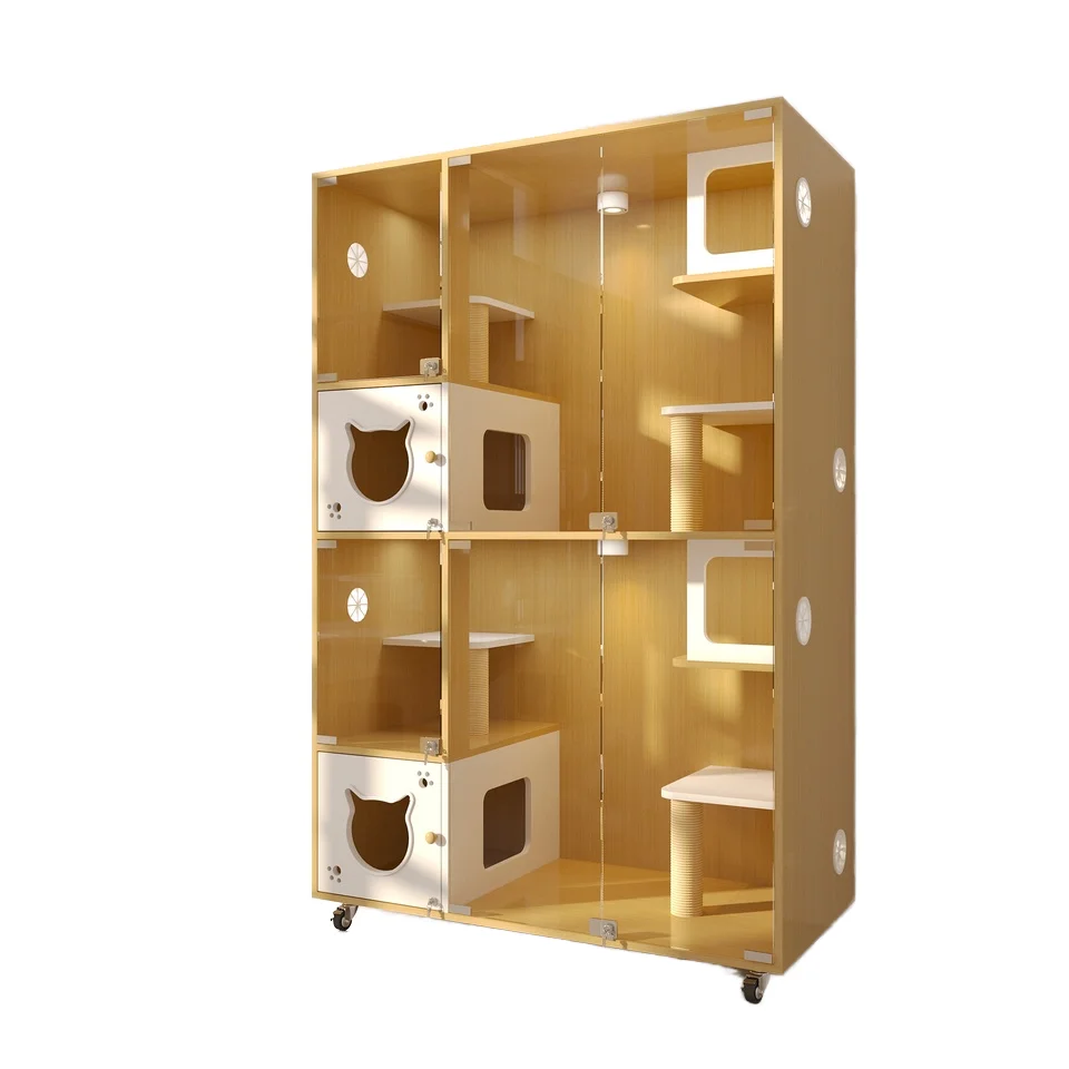 Pet Boarding Cat Cage Large Modular Wooden Cat House Transparent Glass Kennel for Cats
Pet Boarding Cat Cage Large Modular Wooden Cat House Transparent Glass Kennel for Cats