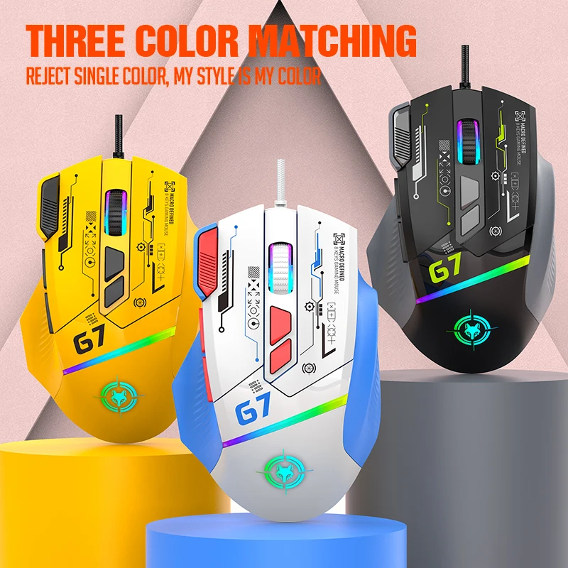 XUNSVFOX G7 проводное соединение RGB светящаяся игровая мышь макро определение киберспортивный игровой чип чувствительные микро движения меха мыши
XUNSVFOX G7 проводное соединение RGB светящаяся игровая мышь макро определение киберспортивный игровой чип чувствительные микро движения меха мыши