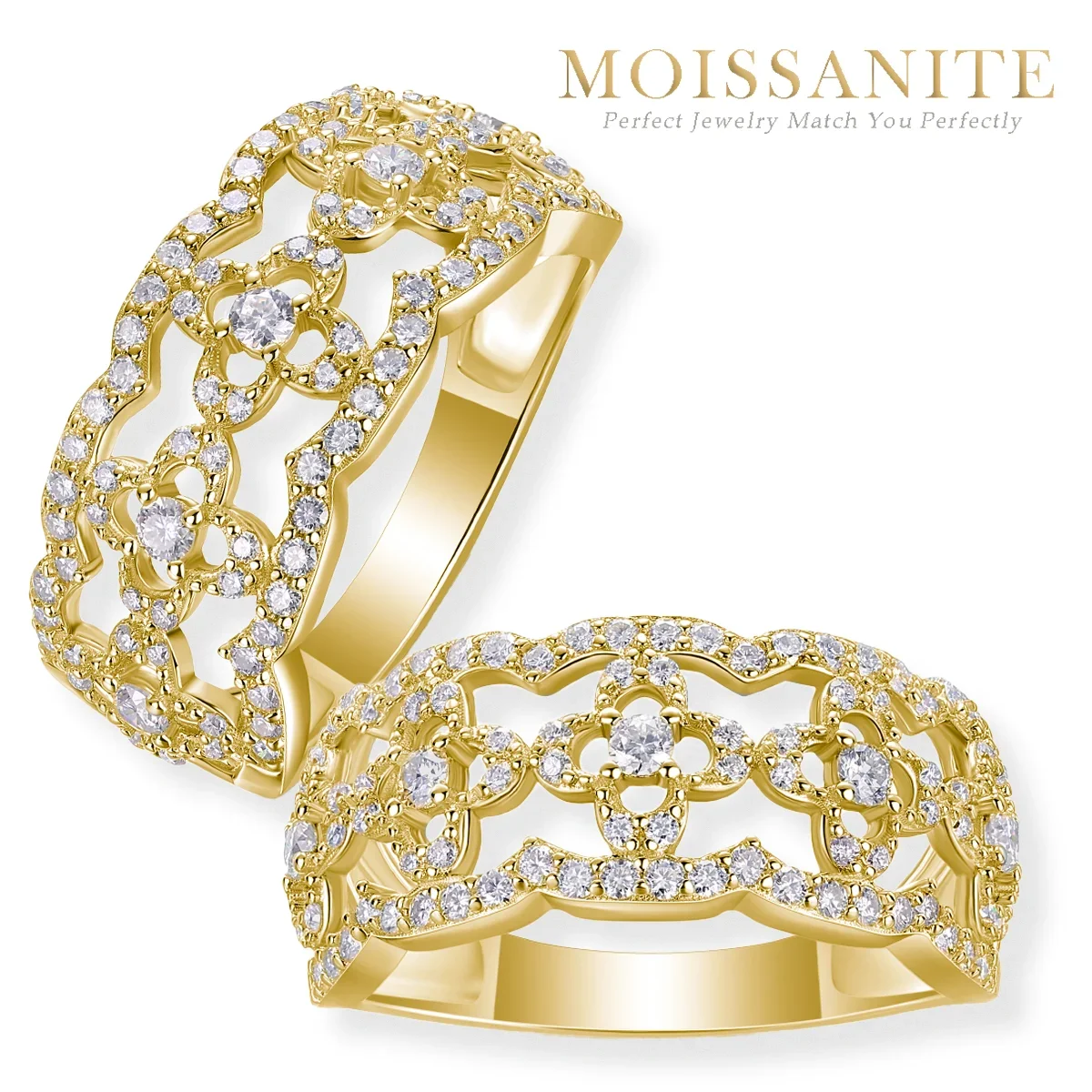 0.702cttw Luxurious Vintage Lace Design S925 Sterling Silver Gold-Plated Ring with Sparkling Moissanite Stones
0.702cttw Luxurious Vintage Lace Design S925 Sterling Silver Gold-Plated Ring with Sparkling Moissanite Stones
