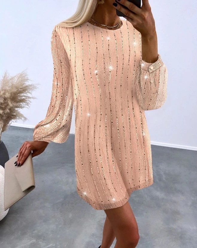 Elegant Dresses for Women 2023 Autumn Winter Sequin Mesh Long Sleeve Casual Dress Straight Round Neck Solid Color Loose Dress
Elegant Dresses for Women 2023 Autumn Winter Sequin Mesh Long Sleeve Casual Dress Straight Round Neck Solid Color Loose Dress
