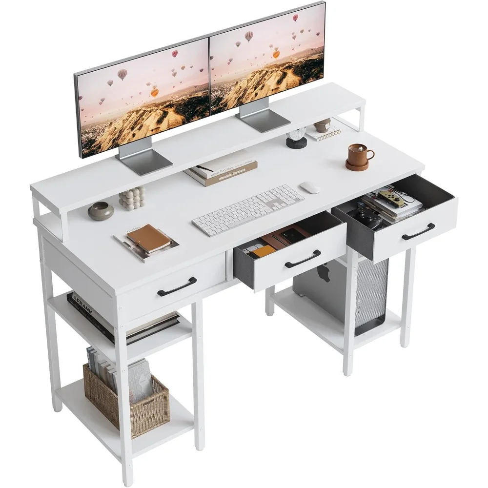 47 Inch Computer Desk with 3 Drawers and Storage Shelves, Small Home Office Desk with Monitor Stand, Study Writing Table for Be
47 Inch Computer Desk with 3 Drawers and Storage Shelves, Small Home Office Desk with Monitor Stand, Study Writing Table for Be