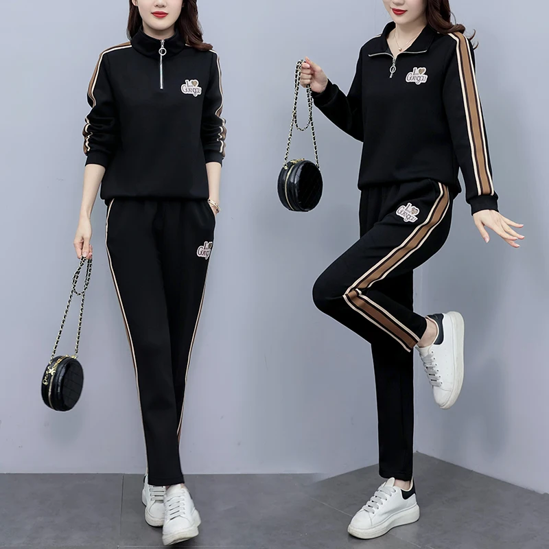 Autumn Winter Cotton Two-piece Set For Women 2023 Stand Collar Sweatshirt Top And Pant Large Size Female Black Coffee Sport Suit
Autumn Winter Cotton Two-piece Set For Women 2023 Stand Collar Sweatshirt Top And Pant Large Size Female Black Coffee Sport Suit