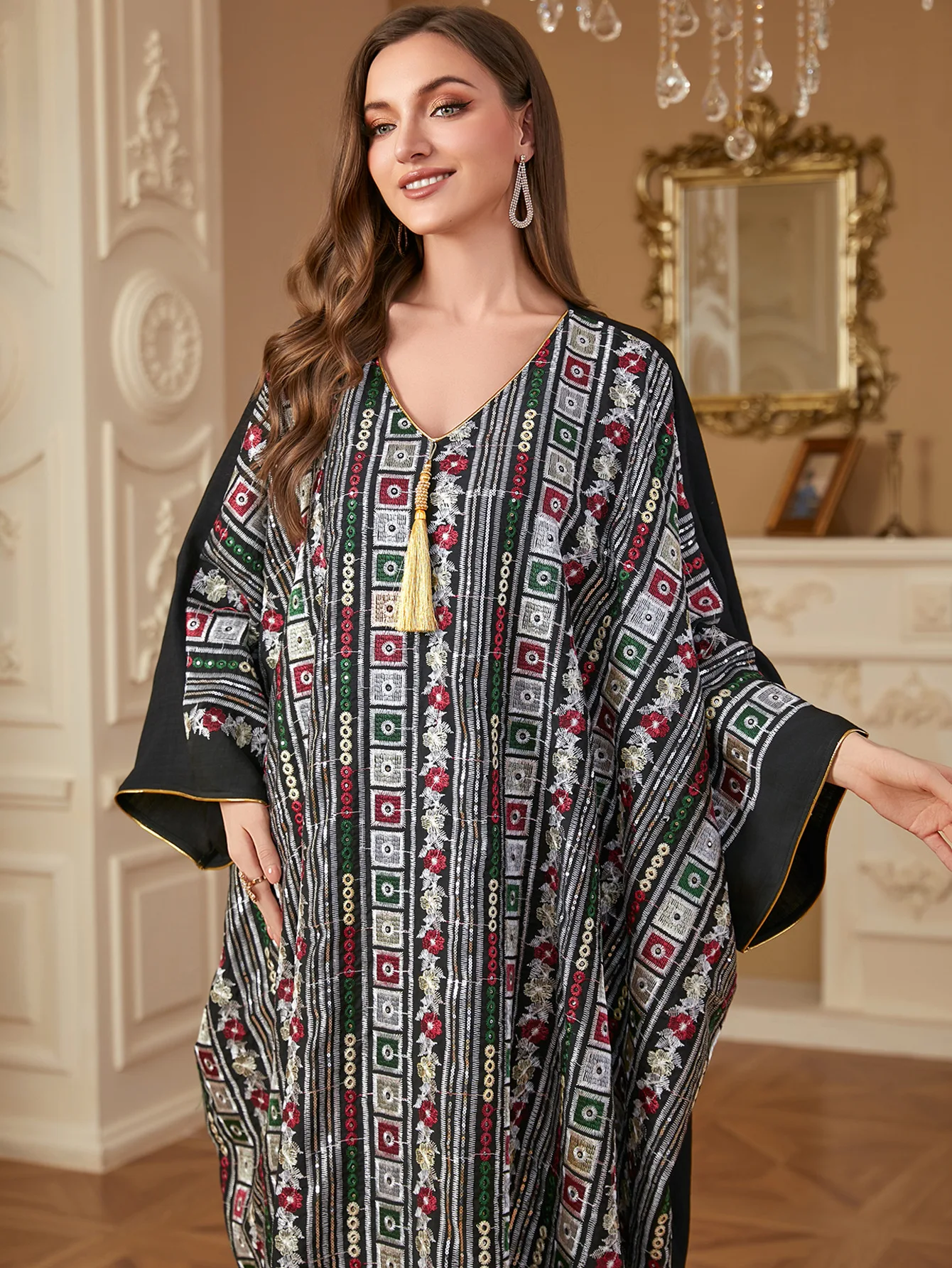 Femme Musulmane Vestidos Tassel Embroidery Abaya Women Muslim Dress Batwing Sleeve Kebaya Islam Jalabiya Caftan Marocain Robe
Femme Musulmane Vestidos Tassel Embroidery Abaya Women Muslim Dress Batwing Sleeve Kebaya Islam Jalabiya Caftan Marocain Robe