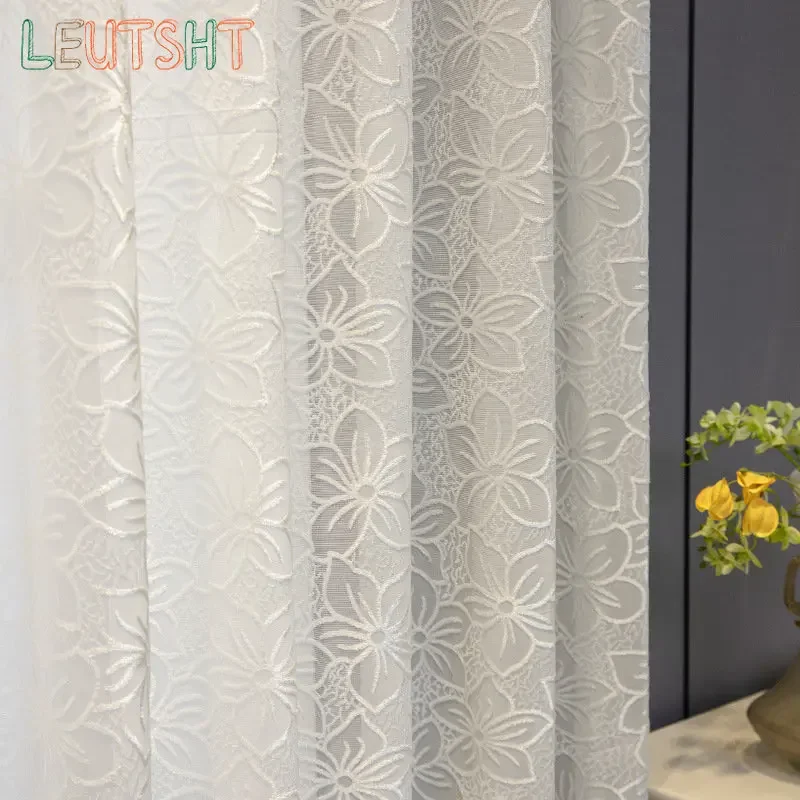 Nordic Curtains for Living Dining Room Bedroom Light Luxury White Window Screen Cherry Blossom Embossed Tulle Sheer Curtain
Nordic Curtains for Living Dining Room Bedroom Light Luxury White Window Screen Cherry Blossom Embossed Tulle Sheer Curtain