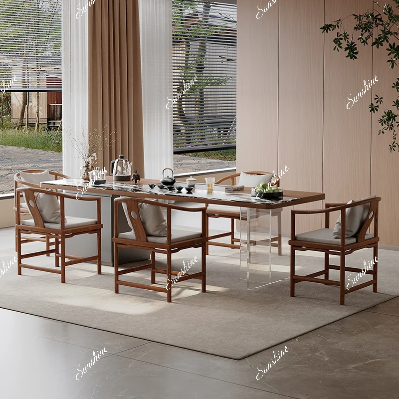 Solid wood large board tea table and chair combination tea table office home living room
Solid wood large board tea table and chair combination tea table office home living room