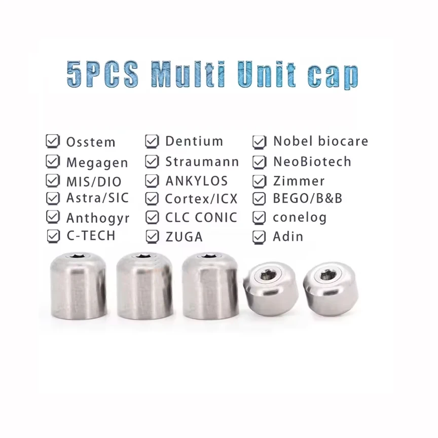 5PCS Dental Multi Unit Cap for OSSTEM/Megagan/ITI/Dentium/Nobel biocare/NeoBiotech/Anthogyr/MIS Protect Cap Titanium Material
5PCS Dental Multi Unit Cap for OSSTEM/Megagan/ITI/Dentium/Nobel biocare/NeoBiotech/Anthogyr/MIS Protect Cap Titanium Material