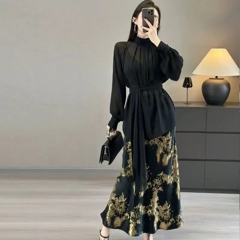 Весна-лето с цветочным принтом Long Sve irt Thin Georgette Свободный женский комплект Faion со юбкой из двух предметов для похудения
Весна-лето с цветочным принтом Long Sve irt Thin Georgette Свободный женский комплект Faion со юбкой из двух предметов для похудения