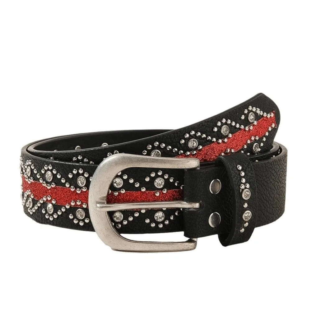 Contrast Color Y2K Punk Belt Gothic Vibe Eye Catching Western Studded Belt Texture Durable Alloy Buckle Rhinestone Waistband
Contrast Color Y2K Punk Belt Gothic Vibe Eye Catching Western Studded Belt Texture Durable Alloy Buckle Rhinestone Waistband