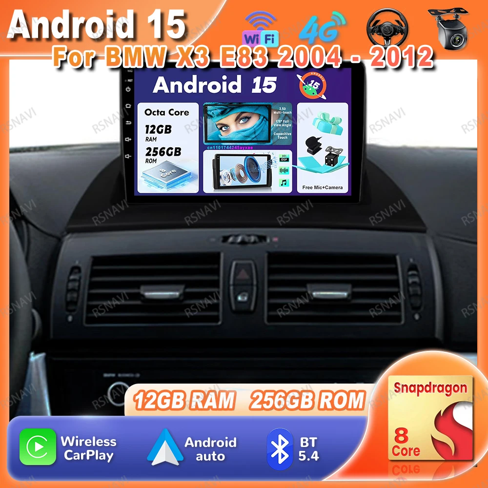 Автомобильный радиоприемник Android 15 для BMW X3 E83 2004-2012 4G LTE Стерео Qualcomm Авторадио GPS Головное устройство Мультимедиа 5G WIFI BT DVD DSP
Автомобильный радиоприемник Android 15 для BMW X3 E83 2004-2012 4G LTE Стерео Qualcomm Авторадио GPS Головное устройство Мультимедиа 5G WIFI BT DVD DSP