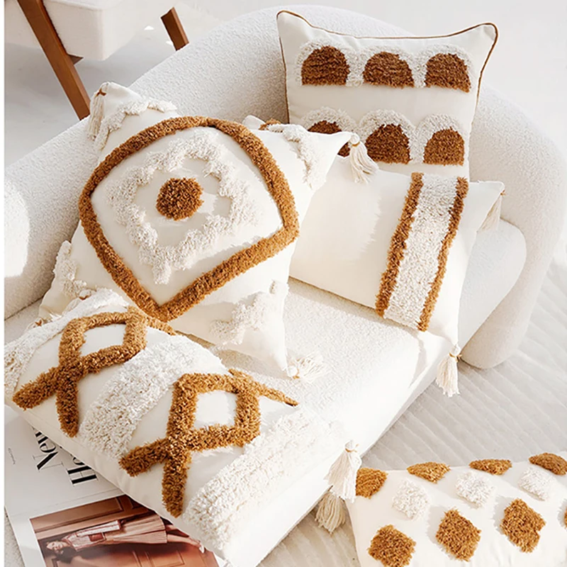 Boho Geometric Tufted Cushion Cover Beige Brown Patchwork Fringed Pillowcase Decorative Cushions for Sofa Home Living Room
Boho Geometric Tufted Cushion Cover Beige Brown Patchwork Fringed Pillowcase Decorative Cushions for Sofa Home Living Room