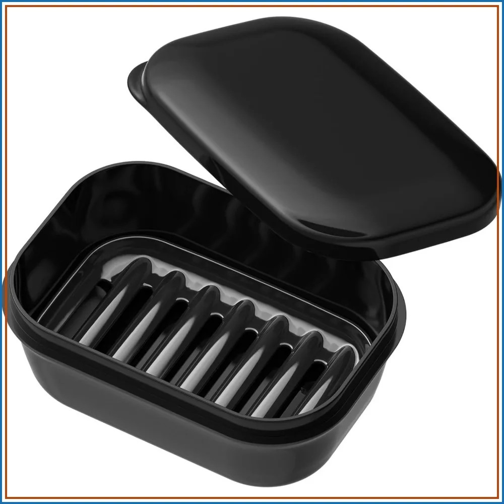 Leakproof Soap Dish with Lid & Draining Layer, Shatterproof Travel Bar Soap Holder, Portable Toiletries Essentials for Camping, Gym, Bathroom, Black
Leakproof Soap Dish with Lid & Draining Layer, Shatterproof Travel Bar Soap Holder, Portable Toiletries Essentials for Camping, Gym, Bathroom, Black