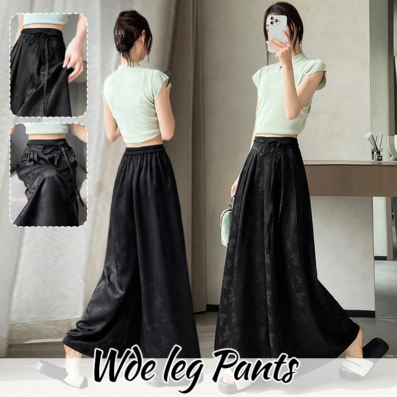 Chinese Style Satin Jacquard Wide Leg Pants Summer Thin Acetate Satin Pants Casual Loose Trouser High Waist Elegant Pantalon
Chinese Style Satin Jacquard Wide Leg Pants Summer Thin Acetate Satin Pants Casual Loose Trouser High Waist Elegant Pantalon