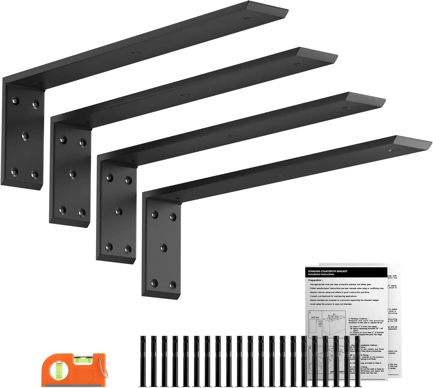 20" Countertop Support Brackets 4 Pack Heavy Duty L Bracket for Quartz Granite Wood Concrete Laminate with Matte Black Finish
20" Countertop Support Brackets 4 Pack Heavy Duty L Bracket for Quartz Granite Wood Concrete Laminate with Matte Black Finish
