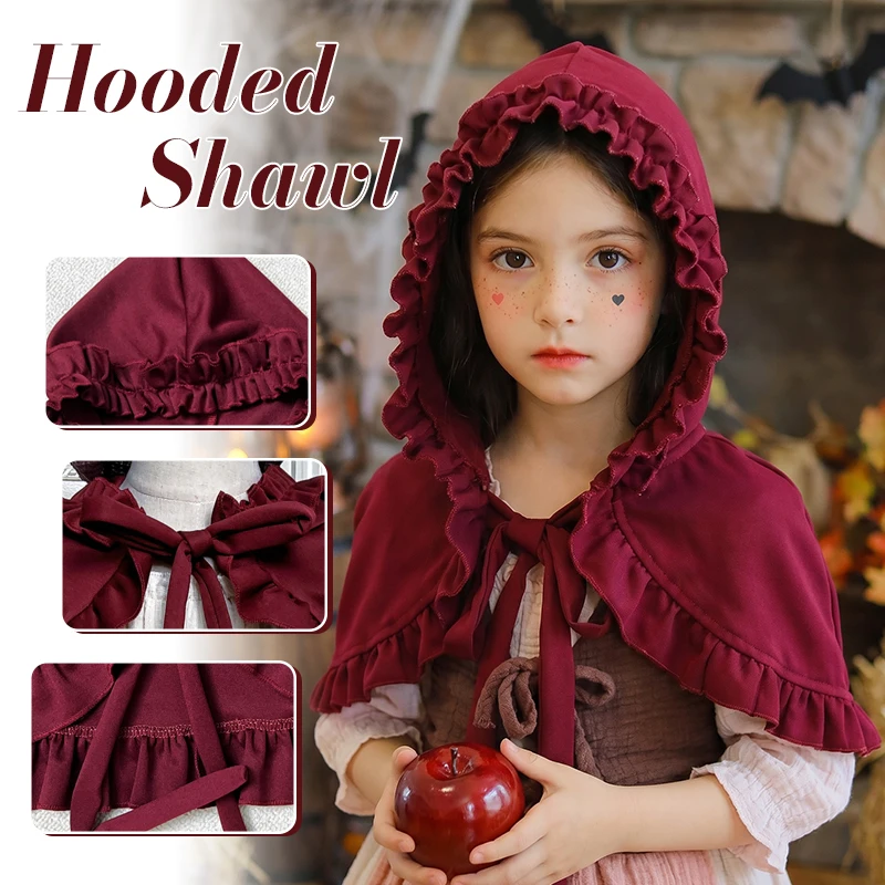 Sweet Lolita Cloak Cape with Ruffle Bow Halloween Little Red Riding Hood Costume Autumn Winter Short Robe Shawl for Student Girl
Sweet Lolita Cloak Cape with Ruffle Bow Halloween Little Red Riding Hood Costume Autumn Winter Short Robe Shawl for Student Girl