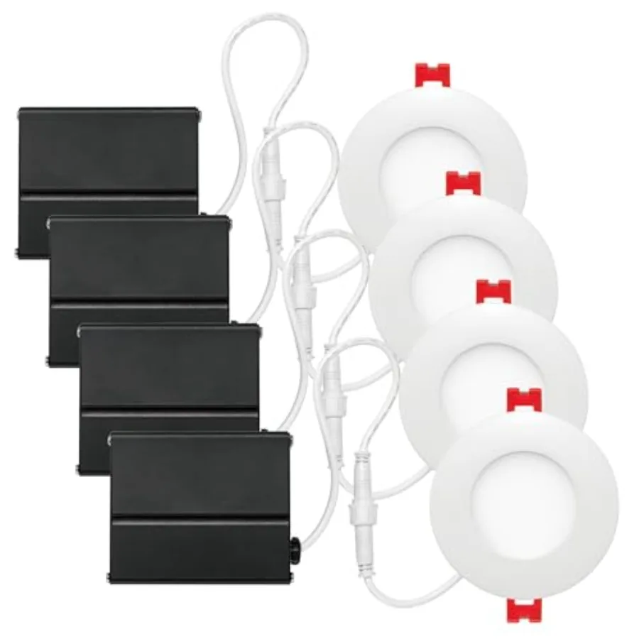 91125 3" Ultra Slim LED Integrated Recessed Lighting Kit 4-Pack 6 Watts Energy Star IC and Wet Rated Dimmer Switch Compatible W
91125 3" Ultra Slim LED Integrated Recessed Lighting Kit 4-Pack 6 Watts Energy Star IC and Wet Rated Dimmer Switch Compatible W