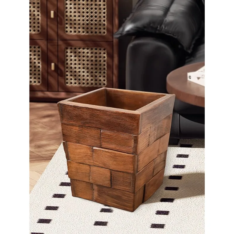 Таиландское мусорное ведро из цельного дерева в стиле ретро, деревянная домашняя гостиная, новая китайская креативная деревянная мусорная корзина, легкая, роскошная, элитная