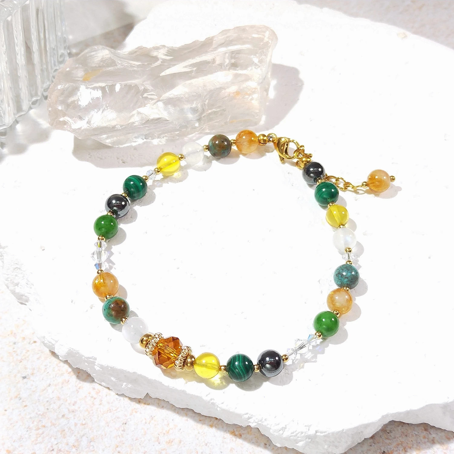 Lii Ji Turquoise Amber Hematite Malachite Moonstone 6mm 14K Gold Filled Stainless Steel Bracelet Handmade Fashion Jewelry
Lii Ji Turquoise Amber Hematite Malachite Moonstone 6mm 14K Gold Filled Stainless Steel Bracelet Handmade Fashion Jewelry
