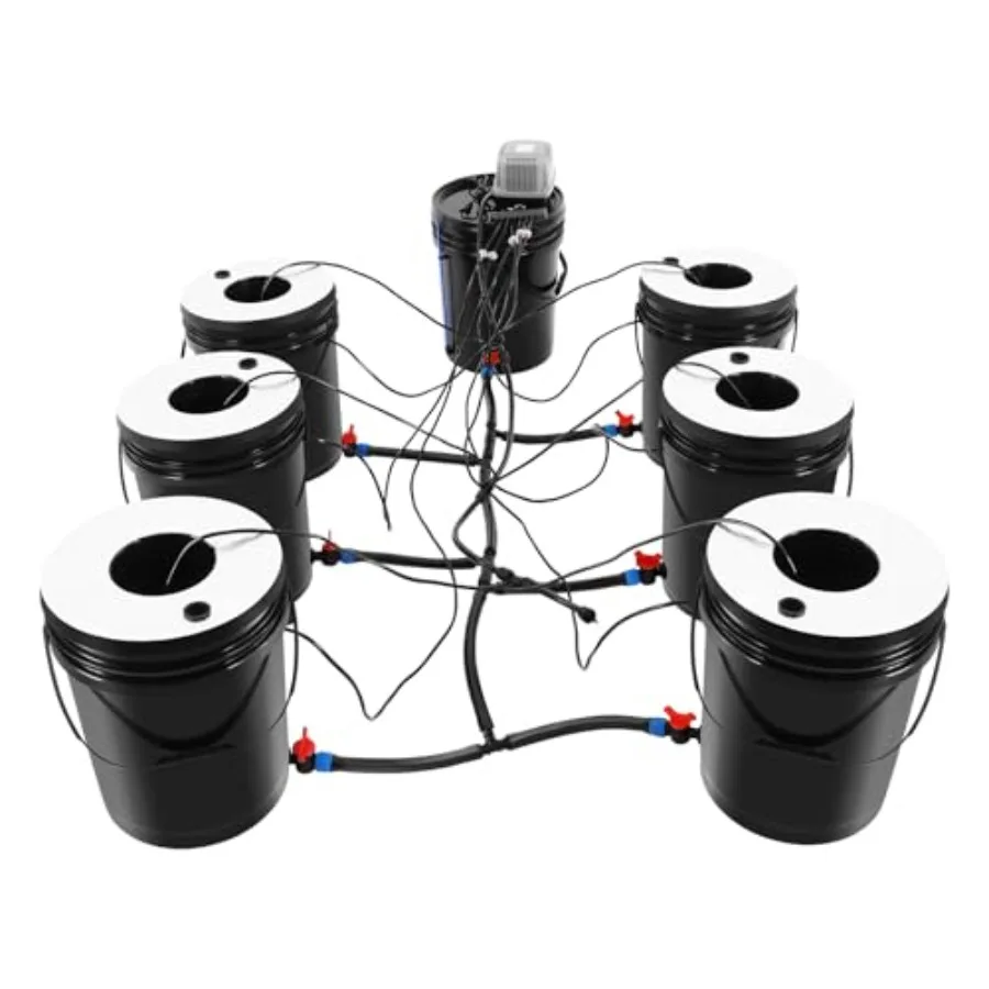 5-Gallon Hydroponics System 7-Bucket Deep Water Culture with Recirculating Drip for Indoor Balcony Gardening RDWC 1+6 + Top Fee
5-Gallon Hydroponics System 7-Bucket Deep Water Culture with Recirculating Drip for Indoor Balcony Gardening RDWC 1+6 + Top Fee