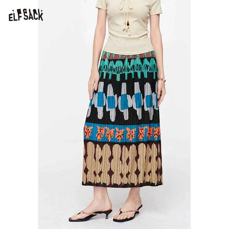 ELFSACK Women's Ethnic Print Pleated Midi Skirt, Boho Patchwork Design, Casual Loose Fit High Waist A-Line Skirt
ELFSACK Women's Ethnic Print Pleated Midi Skirt, Boho Patchwork Design, Casual Loose Fit High Waist A-Line Skirt
