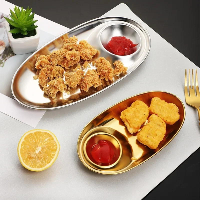 304 Stainless Steel Dinner Tray Lunch Container Snack Dish Dumpling Plate Appetizer Serving French Fries Platter Kitchen Gadgets
304 Stainless Steel Dinner Tray Lunch Container Snack Dish Dumpling Plate Appetizer Serving French Fries Platter Kitchen Gadgets