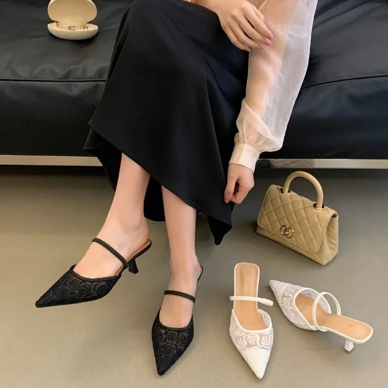 Women's Pointed Toe Mule Kitten Heels Lace Mesh Upper Elegant French Style Office Dress Mules Spring 2026
Women's Pointed Toe Mule Kitten Heels Lace Mesh Upper Elegant French Style Office Dress Mules Spring 2026