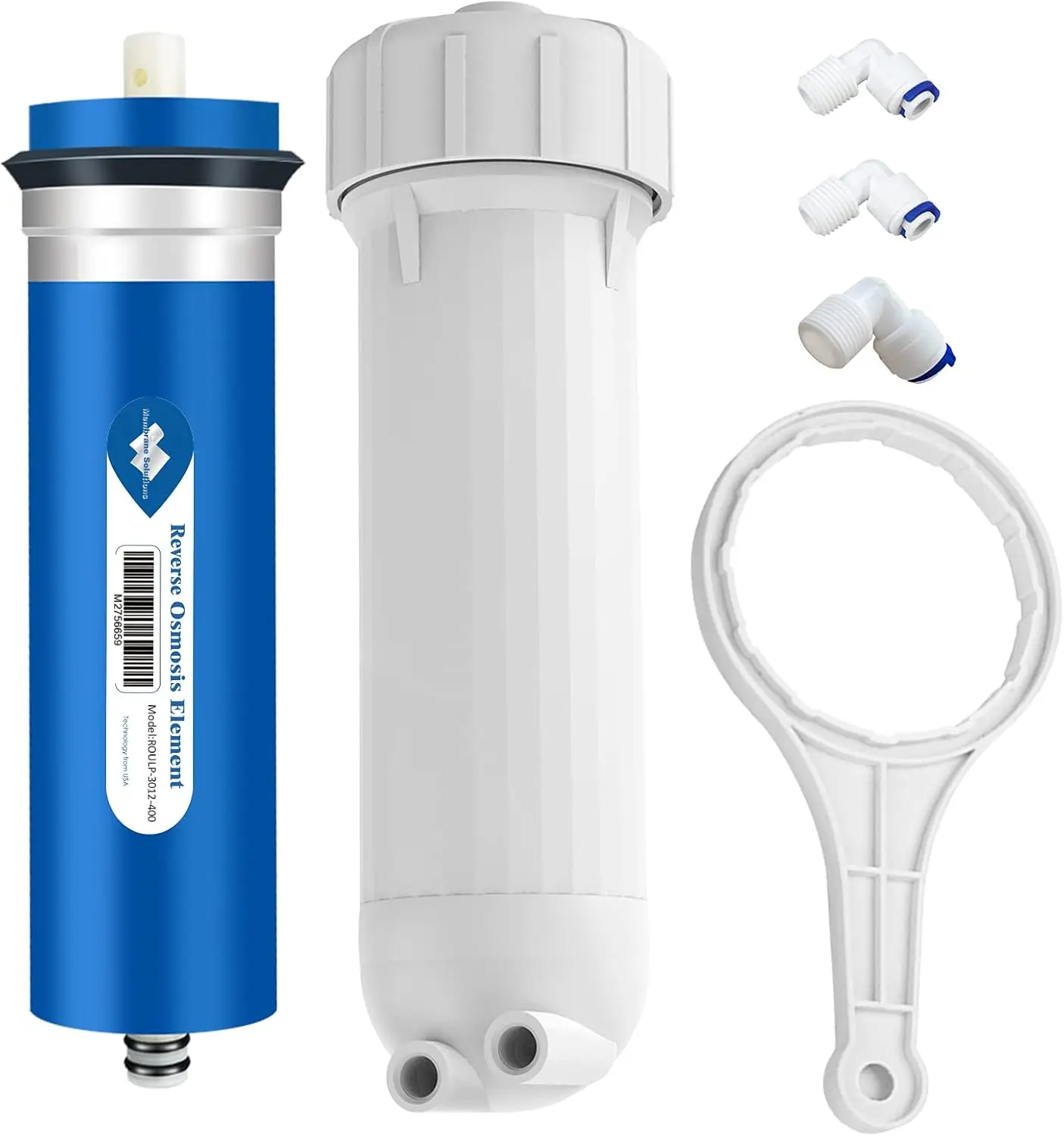 400 GPD RO Membrane with Housing, Quick-Connect Fittings, Check Valve for Under Sink Water Filter
400 GPD RO Membrane with Housing, Quick-Connect Fittings, Check Valve for Under Sink Water Filter