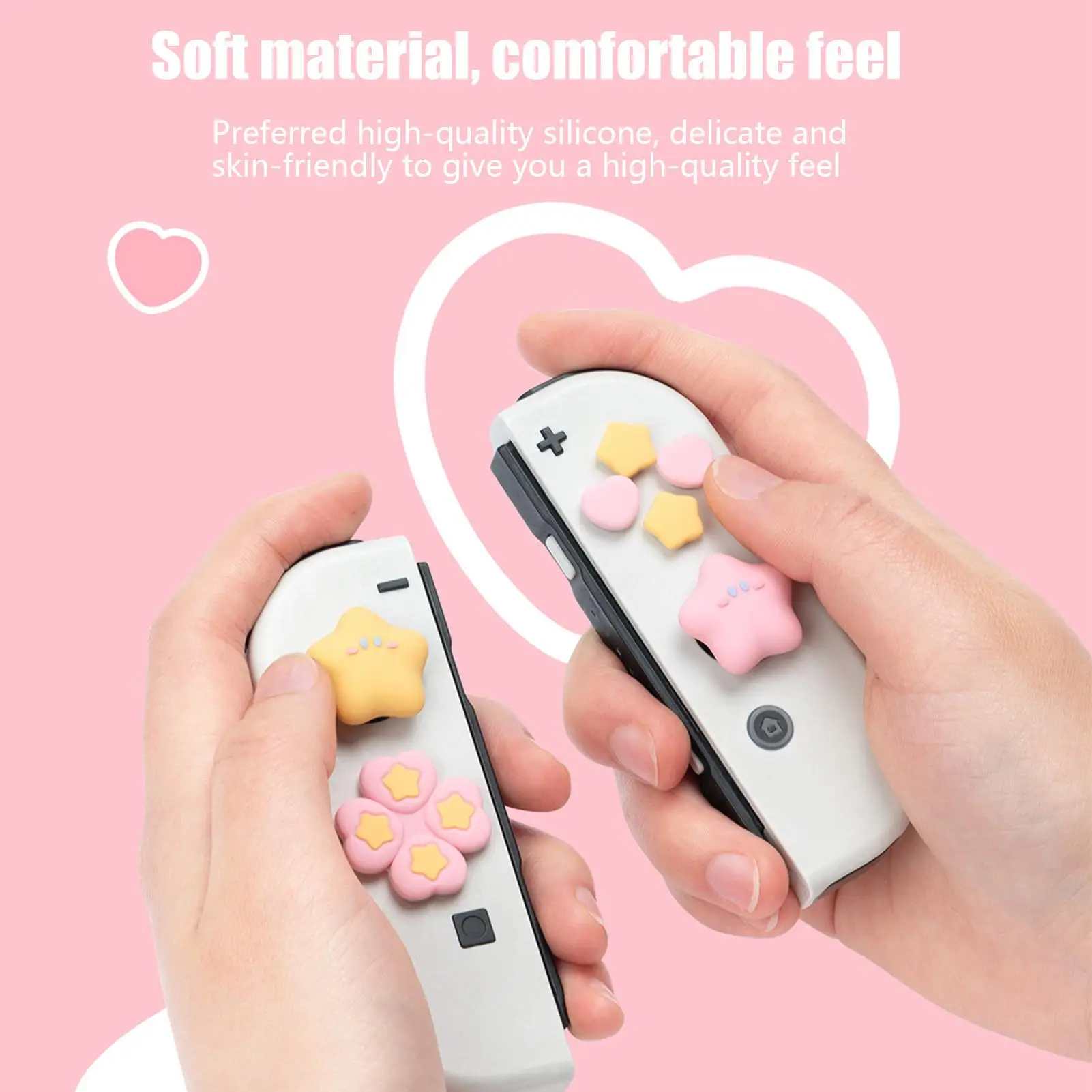 Cute Star Love Silicone Soft D-pad Cross Button ABXY Key Sticker Skin Case For SwitchOled NS Joy-con Thumb Stick Grip CapCover
Cute Star Love Silicone Soft D-pad Cross Button ABXY Key Sticker Skin Case For SwitchOled NS Joy-con Thumb Stick Grip CapCover
