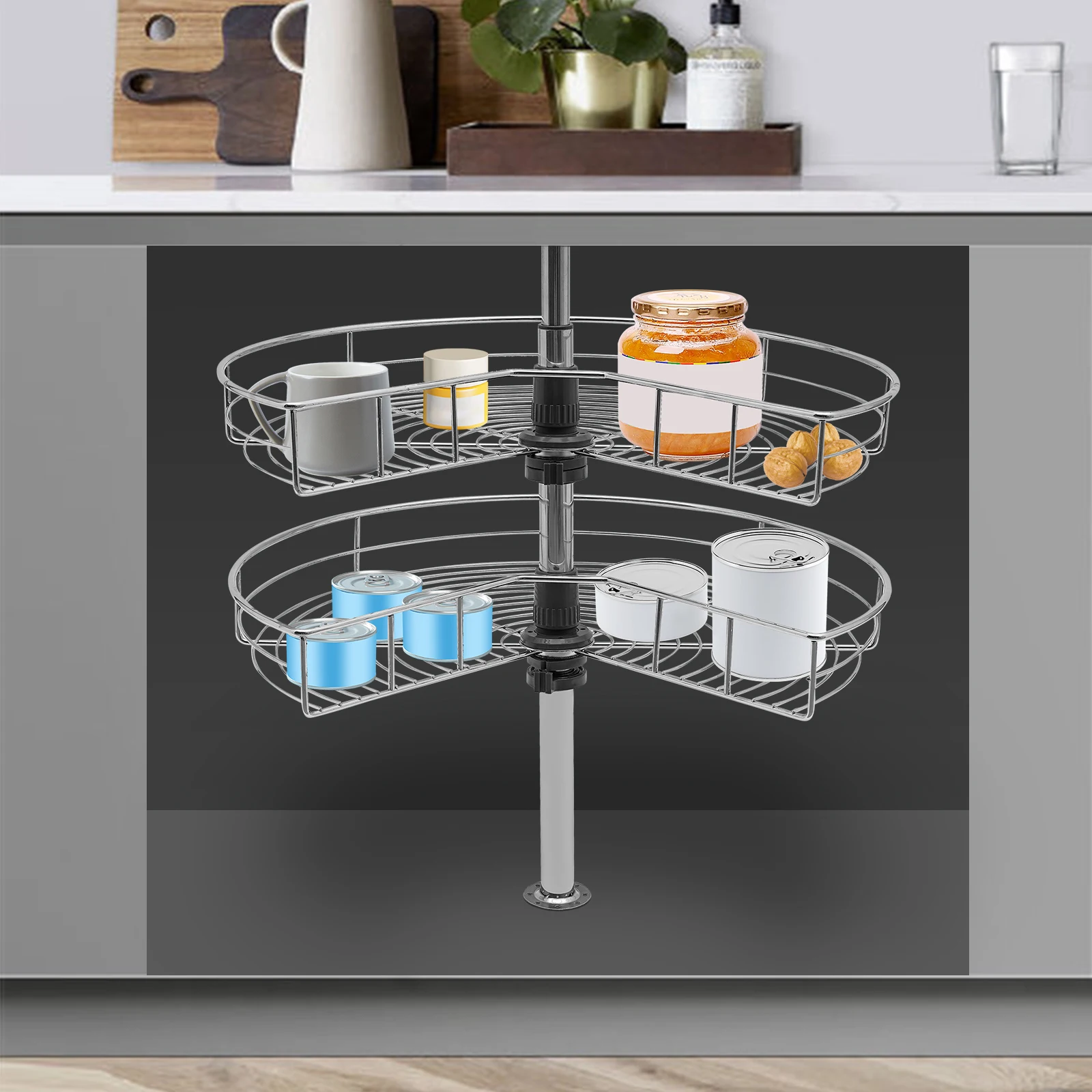 2 Tiers Rotating Storage Shelves, Removable Basket Rack, Rotating Shelf for Kitchens, Bathrooms, Bedrooms
2 Tiers Rotating Storage Shelves, Removable Basket Rack, Rotating Shelf for Kitchens, Bathrooms, Bedrooms