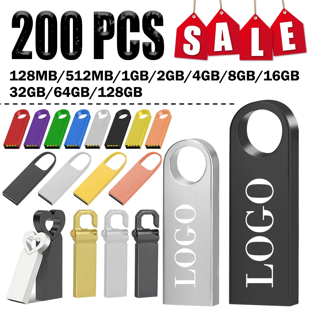 200PCS/lot Metal Pen Drive 64GB 32GB 16GB USB Flash Drive 8GB 4GB U Disk 2GB 1GB 128M 256M 512M Key Usb Stick Free Custom Logo
200PCS/lot Metal Pen Drive 64GB 32GB 16GB USB Flash Drive 8GB 4GB U Disk 2GB 1GB 128M 256M 512M Key Usb Stick Free Custom Logo