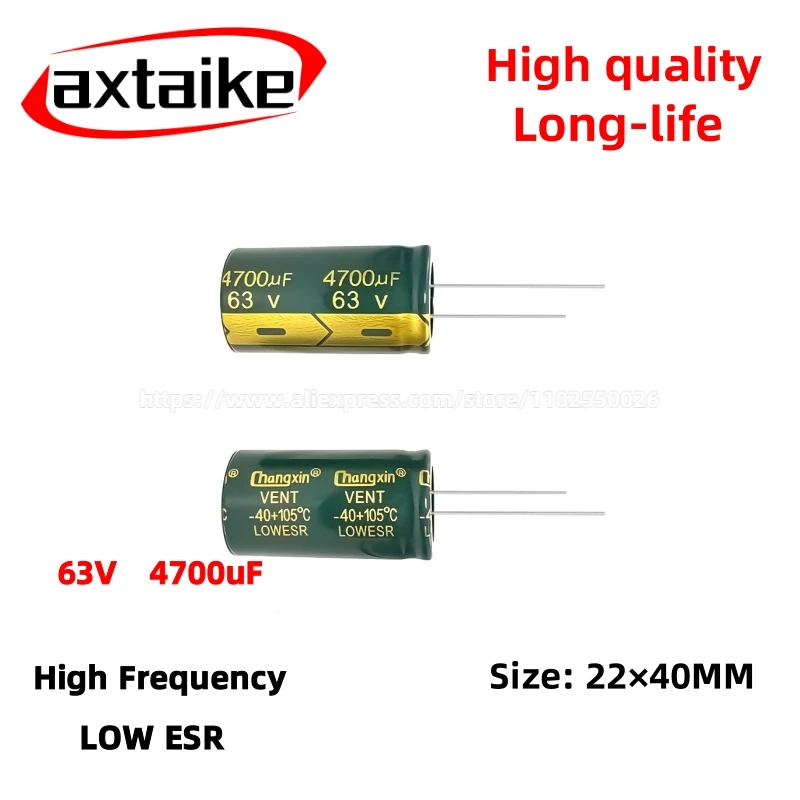 2PCS 63V4700uF Aluminum Capacitor, High Frequency Low ESR 105°C Radial for Power Supply Long-life 20×40MM 
2PCS 63V4700uF Aluminum Capacitor, High Frequency Low ESR 105°C Radial for Power Supply Long-life 20×40MM