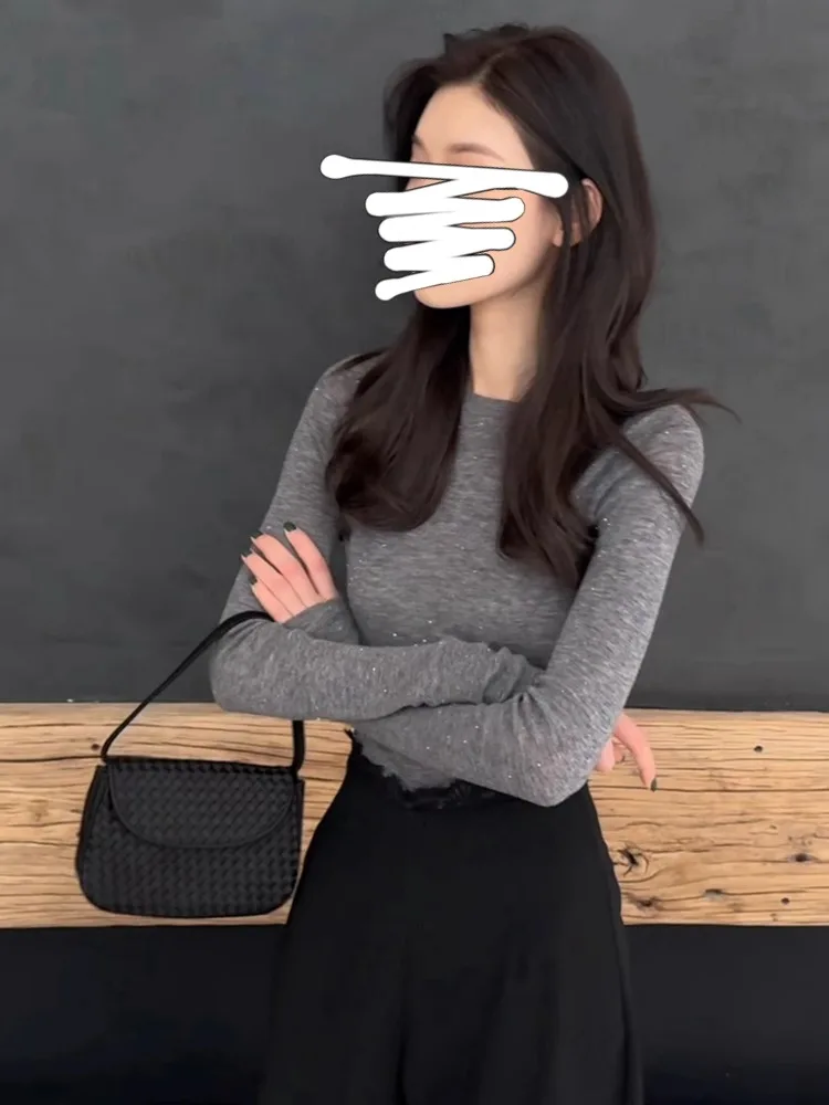Gray Knitted Long Sleeve round Neck T-Shirt Women's Inner Wear Slim Fit Stylish Base Layer Top for Autumn Winter Season
Gray Knitted Long Sleeve round Neck T-Shirt Women's Inner Wear Slim Fit Stylish Base Layer Top for Autumn Winter Season