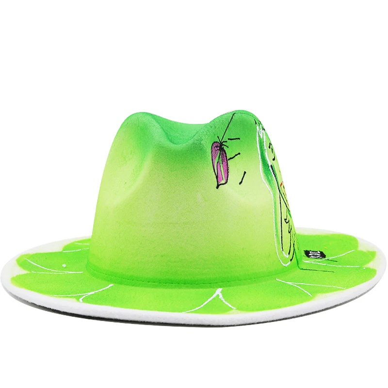 DIY Fedora hat animal graffiti Letter wool hat Summer style tide men and women wide brim top hat British jazz hat church hat
DIY Fedora hat animal graffiti Letter wool hat Summer style tide men and women wide brim top hat British jazz hat church hat