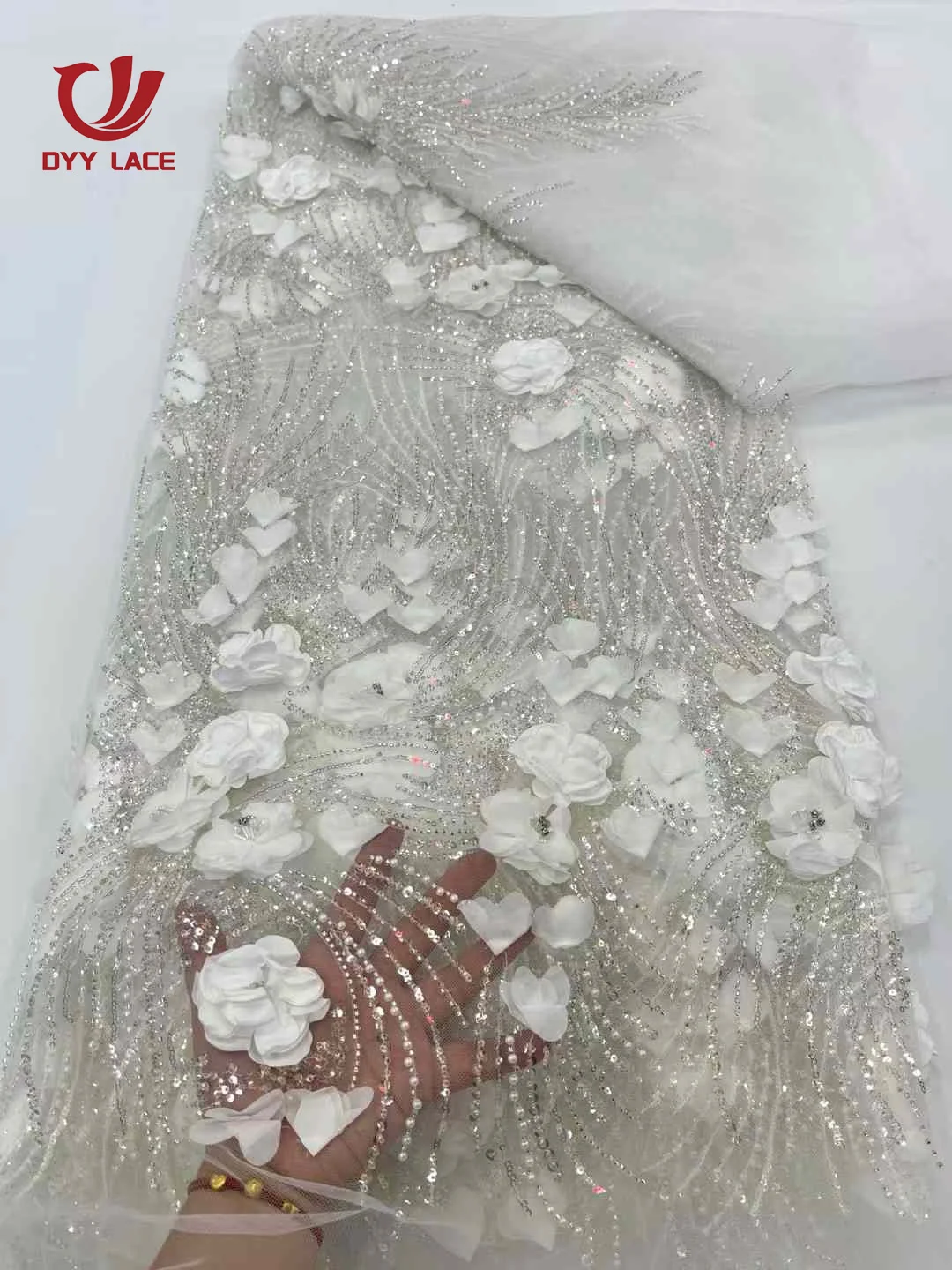 Luxury African 3D Flower Beads Lace Fabric 2024 High Quality French Nigerian Embroidery Tulle Fabric For Wedding Dress Sewing
Luxury African 3D Flower Beads Lace Fabric 2024 High Quality French Nigerian Embroidery Tulle Fabric For Wedding Dress Sewing