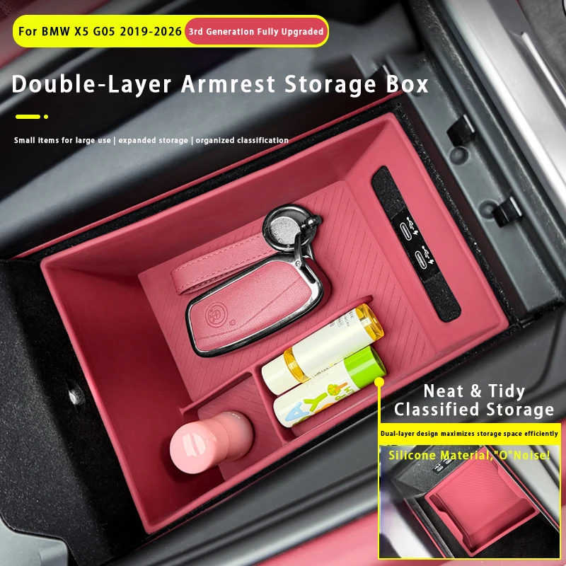 For BMW X5 X6 X7 G05 G06 G07 Double-Layer Center Console Armrest Box Storage Box Silicone Armrest Organizer Tray Accessories
For BMW X5 X6 X7 G05 G06 G07 Double-Layer Center Console Armrest Box Storage Box Silicone Armrest Organizer Tray Accessories