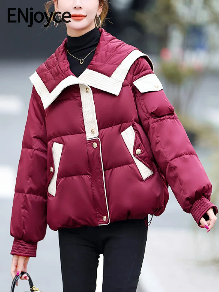 ENjoyce Winter Women Korean Fashion White Duck Down Jacket Casual Loose Patchwork Short Coat Loose Warm Thick Streetwear
ENjoyce Winter Women Korean Fashion White Duck Down Jacket Casual Loose Patchwork Short Coat Loose Warm Thick Streetwear