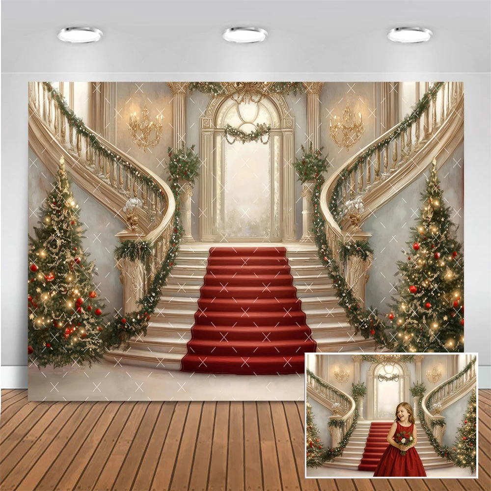 Luxury Palace Christmas Staircase Photography Backdrop Adult Kids Portrait Backgrounds Xmas tree Chandelier Photo Studio Props
Luxury Palace Christmas Staircase Photography Backdrop Adult Kids Portrait Backgrounds Xmas tree Chandelier Photo Studio Props