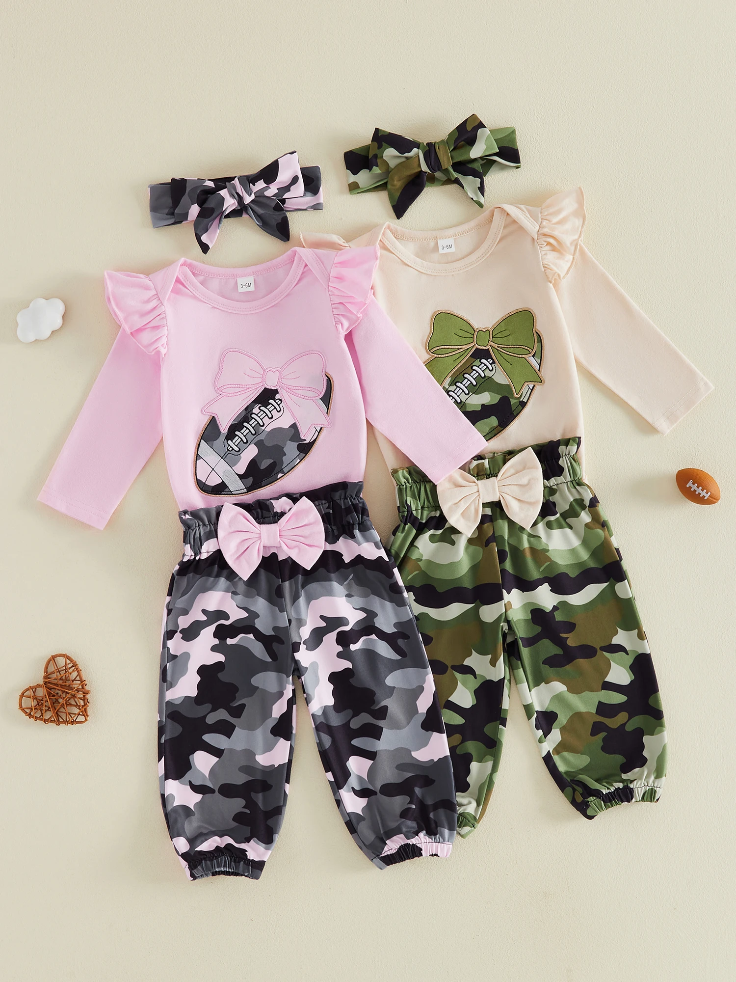 Infant Girls 3-Piece Outfit Set with Long Sleeve O Neck Romper Camouflage Pants and Headband - Floral Embroidery Detail
Infant Girls 3-Piece Outfit Set with Long Sleeve O Neck Romper Camouflage Pants and Headband - Floral Embroidery Detail