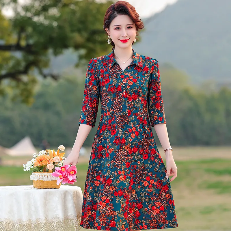 Bohemian Dress Women Summer Casual Lapel Neck Print Vintage Dress Ladies Mid-Calf Half sleeve Summer Dresses Elegant
Bohemian Dress Women Summer Casual Lapel Neck Print Vintage Dress Ladies Mid-Calf Half sleeve Summer Dresses Elegant