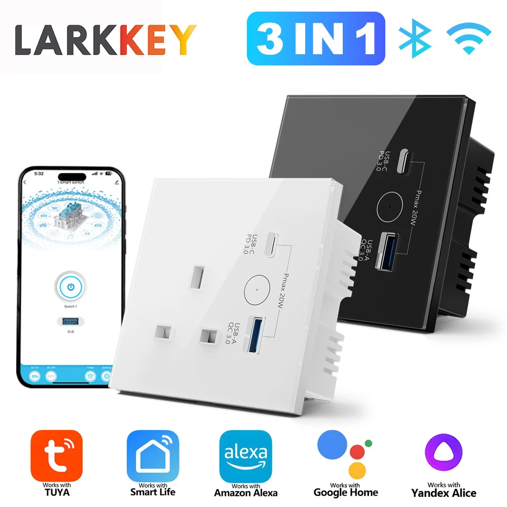 Умная розетка Wi-Fi/zigbee для Великобритании, 13 А, USB Type-C, 20 Вт, беспроводная быстрая зарядка, стеклянная панель, электрические розетки, сенсорный переключатель для Smart Life
Умная розетка Wi-Fi/zigbee для Великобритании, 13 А, USB Type-C, 20 Вт, беспроводная быстрая зарядка, стеклянная панель, электрические розетки, сенсорный переключатель для Smart Life