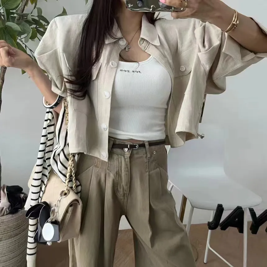 Casual Street Sle Women's irt ort Outerwear Simple Turn-down Collar Single Button Double ket Design Long Sve Top
Casual Street Sle Women's irt ort Outerwear Simple Turn-down Collar Single Button Double ket Design Long Sve Top