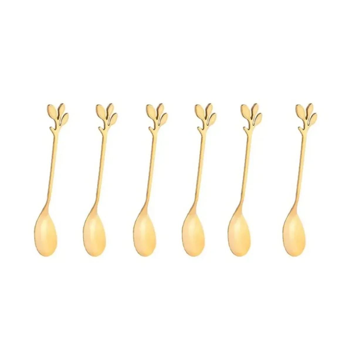 6PCS Gold Leaf Shaped Stainless Steel Spoons, Creative Tree Leaf Design Mini Cutlery, Elegant Metal Teaspoons for Coffee Tea Dessert Ice Cream Yogurt, Durable Tableware for Home Kitchen Daily Use Family Party Drink Sweet Snack Serving
6PCS Gold Leaf Shaped Stainless Steel Spoons, Creative Tree Leaf Design Mini Cutlery, Elegant Metal Teaspoons for Coffee Tea Dessert Ice Cream Yogurt, Durable Tableware for Home Kitchen Daily Use Family Party Drink Sweet Snack Serving