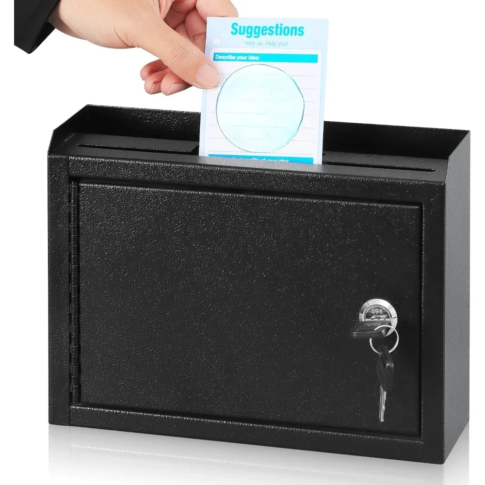 Security key drop box, wall-mounted donation box Ballot box, 9.8 "wide x 3" deep x 7 "high, black
Security key drop box, wall-mounted donation box Ballot box, 9.8 "wide x 3" deep x 7 "high, black