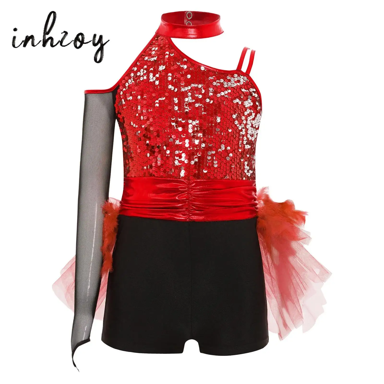 Kids Girls Latin Jazz Dance Leotard Sparkly Sequins Bodice Feather Tulle Tutu Skirted Jumpsuit Ruched Waist Asymmetrical Leotard
Kids Girls Latin Jazz Dance Leotard Sparkly Sequins Bodice Feather Tulle Tutu Skirted Jumpsuit Ruched Waist Asymmetrical Leotard