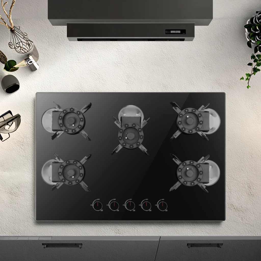 Smart 5-Burner Gas Stove - Professional Tempered Glass Cooktop for Home Kitchens, Built-in/Table Top Installation
Smart 5-Burner Gas Stove - Professional Tempered Glass Cooktop for Home Kitchens, Built-in/Table Top Installation