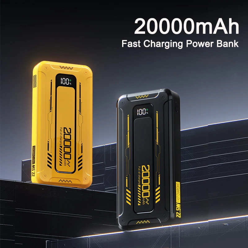 Внешний аккумулятор с кабелями и цифровым дисплеем, 20000 мАч, 22,5 Вт
Внешний аккумулятор с кабелями и цифровым дисплеем, 20000 мАч, 22,5 Вт