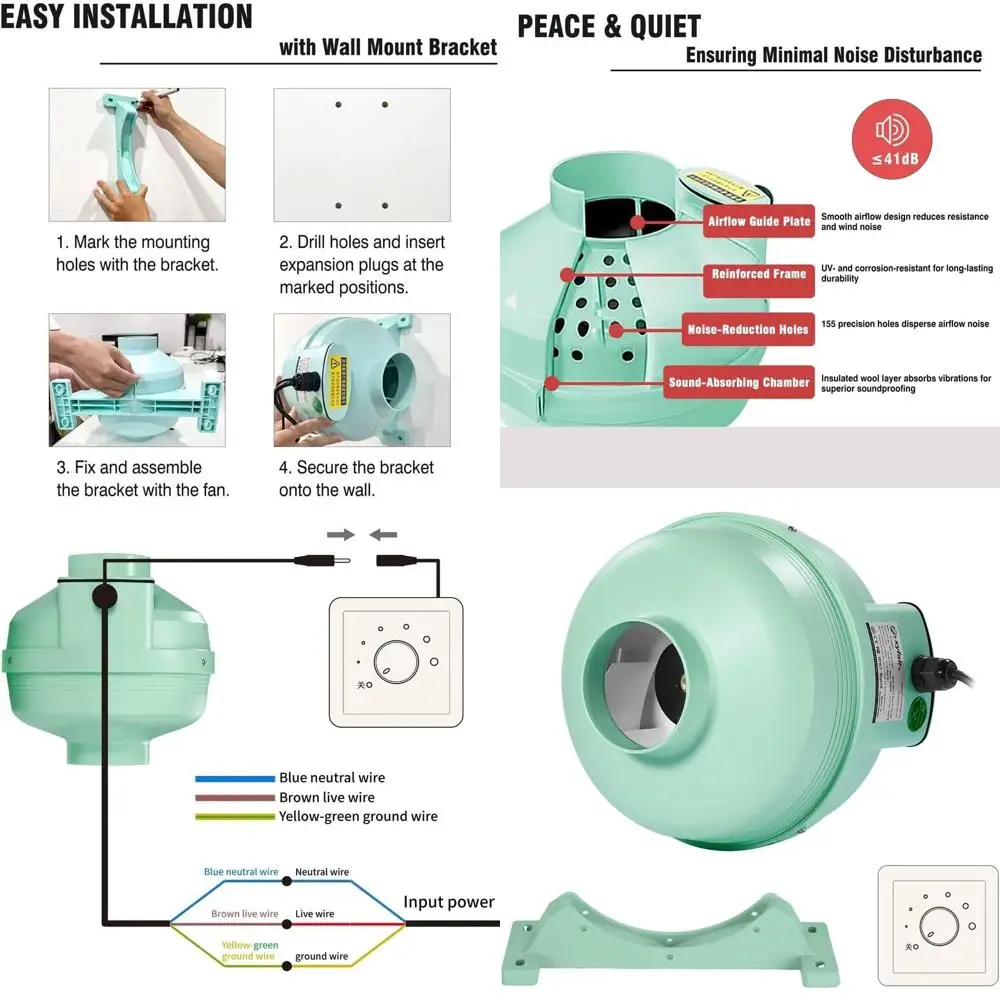 4 Radon Mitigation System with 250 CFM Ultra-Quiet Inline Duct Fan, IP67 Waterproof, Energy-Efficient Motor for Indoor/Outdoor U
4 Radon Mitigation System with 250 CFM Ultra-Quiet Inline Duct Fan, IP67 Waterproof, Energy-Efficient Motor for Indoor/Outdoor U