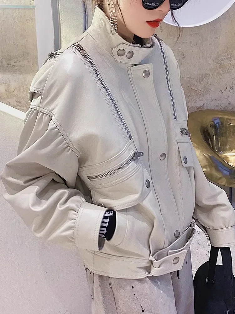 Casual Short Genuine Leather Motorcycle Jacket for Women Spring Autumn 2026 New High-end Simple Stand Collar Real Sheepskin Coat
Casual Short Genuine Leather Motorcycle Jacket for Women Spring Autumn 2026 New High-end Simple Stand Collar Real Sheepskin Coat